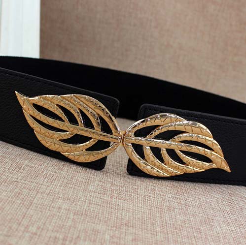 Black accessories,Other accessories,Leaf Design Black Faux Leather Belt
