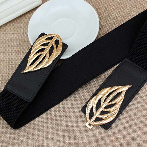 Black accessories,Other accessories,Leaf Design Black Faux Leather Belt
