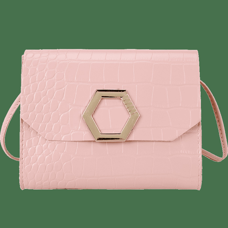 Pink accessories,Geometric accessories,Pink Geometric Pattern Magnetic Shoulder Bag