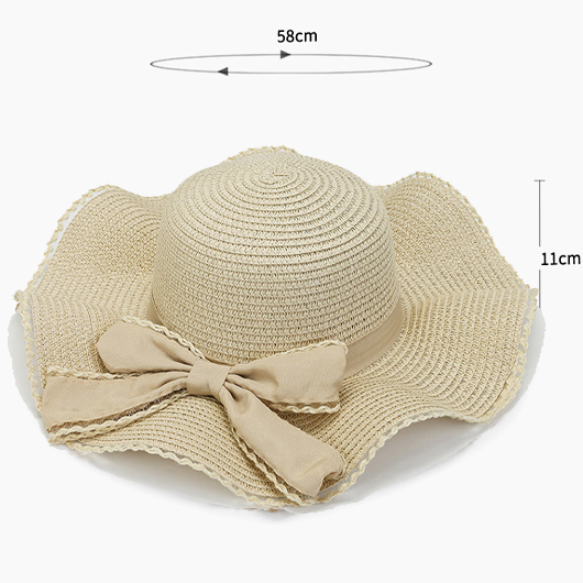 Beige accessories,Plain Color accessories,Bowknot Detail Beige Summer Visor Hat