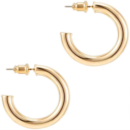 Gold jewelry,Geometric jewelry,Round Geometric Pattern Alloy Detail Gold Earrings
