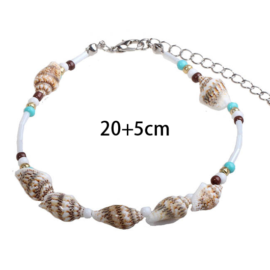 Beige jewelry,Geometric jewelry,Round Conch Design Geometric Pattern Beige Anklet