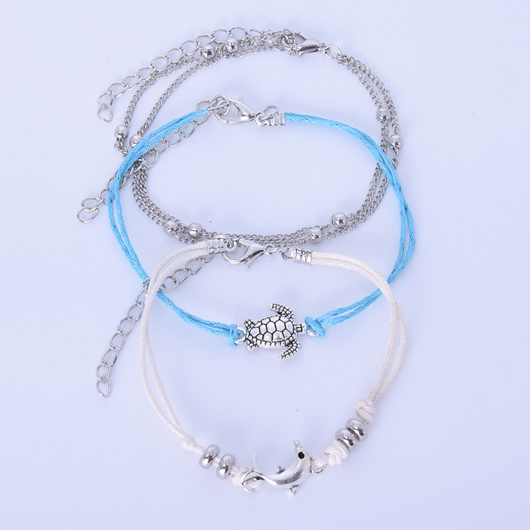 Multi Color jewelry,Contrast Color jewelry,Round Turtle Design Multi Color Anklet Set