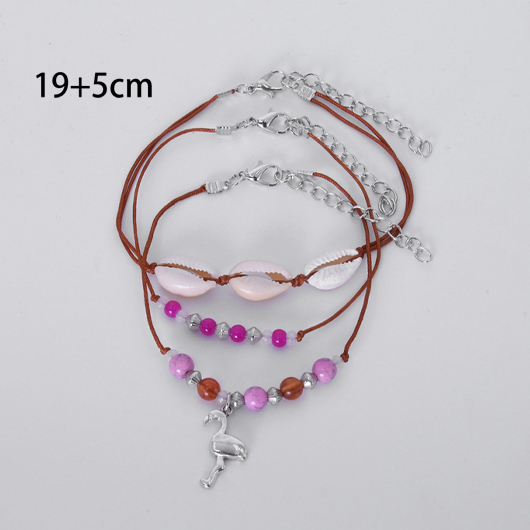 Multi Color jewelry,Animal Print jewelry,Geometric jewelry,Round Plastic Detail Multi Color Anklet Set