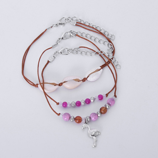 Multi Color jewelry,Animal Print jewelry,Geometric jewelry,Round Plastic Detail Multi Color Anklet Set