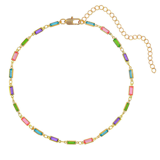 Multi Color jewelry,Rainbow Color jewelry,Other jewelry,Rectangle Geometric Design Multi Color Necklace