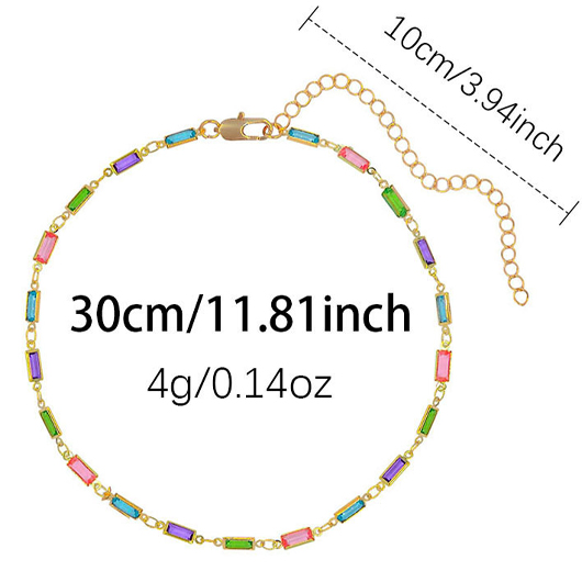 Multi Color jewelry,Rainbow Color jewelry,Other jewelry,Rectangle Geometric Design Multi Color Necklace