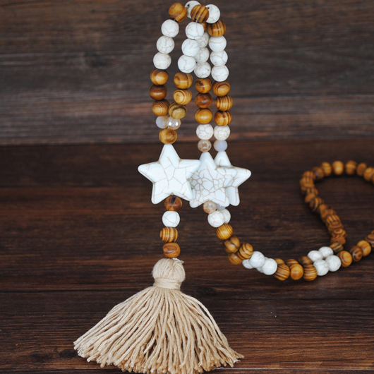 White jewelry,Other jewelry,Tassel Star Detail Round White Necklace