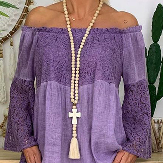 Light Coffee jewelry,Other jewelry,Wood Tassel Cross Light Coffee Necklace