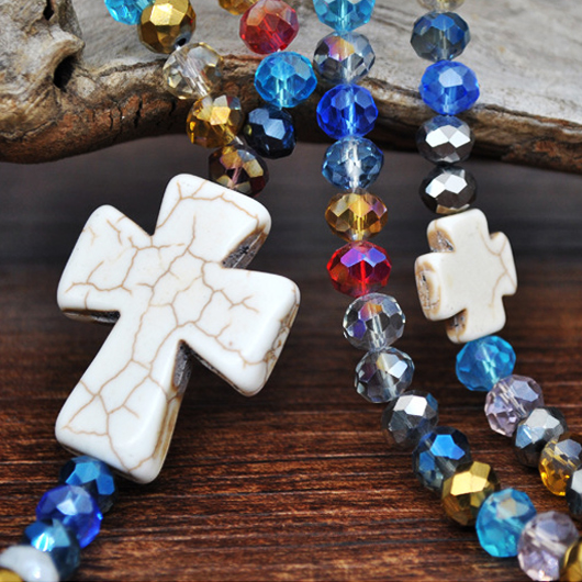 Multi Color jewelry,Contrast Color jewelry,Cross Tassel Design Multi Color Necklace