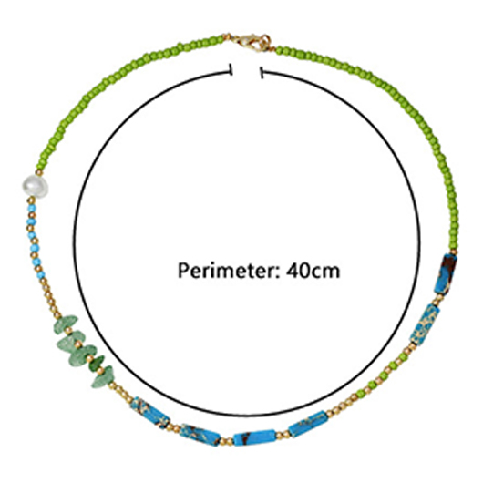 Multi Color jewelry,Geometric jewelry,Stone Detail Round Multi Color Necklace