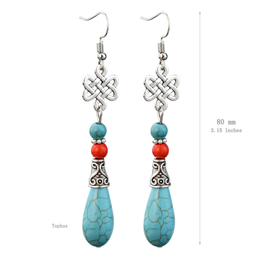 Silvery White jewelry,Contrast Color jewelry,Chinese Knot Design Teardrop Silvery White Earrings