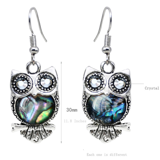 Silver jewelry,Contrast Color jewelry,Owl Shape Design Alloy Silver Earrings