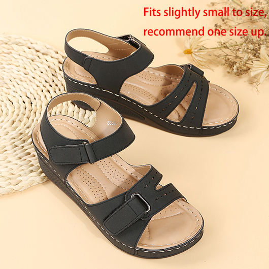 Black accessories,Plain Color accessories,Black Mid Heel Open Toe Velcro Slippers