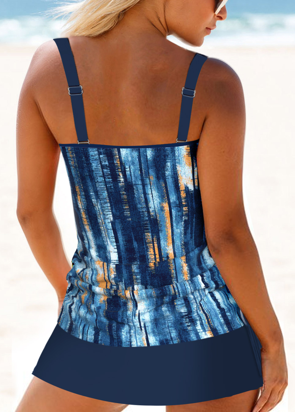 Dusty Blue plus size,Tie Dye plus size,ROTITA Plus Size Mid Waisted Circular Ring Top