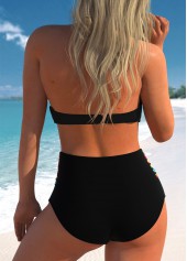 Black swimwear,Striped swimwear,ROTITA Bowknot Rainbow Color Halter Bikini Set