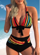 ROTITA Bowknot Rainbow Color Halter Bikini Set