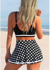 Black swimwear,Dot swimwear,ROTITA Cut Out Black Polka Dot Bikini Top