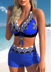 Royal Blue swimwear,Tribal swimwear,ROTITA Tie Royal Blue Tribal Print Bikini Top