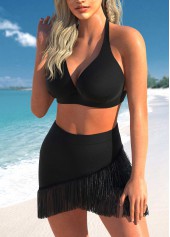 Black swimwear,Plain Color swimwear,ROTITA Tie Back Backless Black Bikini Top