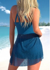 Peacock Blue plus size,Plain Color plus size,ROTITA Plus Size Swimdress Top