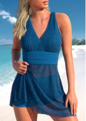 Peacock Blue plus size,Plain Color plus size,ROTITA Plus Size Swimdress Top