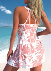 Pink swimwear,White swimwear,Floral swimwear,ROTITA Criss Cross Pink Floral Print Swimdress Top