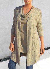 Light Camel tops,Plain Color tops,ROTITA Two Piece Light Camel Tank Top and Lightweight Cardigan
