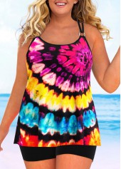 Multi Color swimwear,Tie Dye swimwear,ROTITA Metal Ring Multi Color Tankini Top