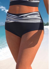 Navy plus size,Striped plus size,Geometric plus size,ROTITA Plus Size High Waisted Striped Navy Bikini Bottom