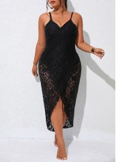 Black plus size,Plain Color plus size,Black Plus Size Criss Cross Cover Up