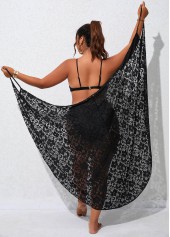 Black plus size,Plain Color plus size,Black Plus Size Criss Cross Cover Up