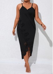 Black plus size,Plain Color plus size,Black Plus Size Burn Out Printing Cover Up