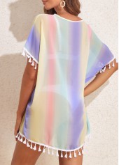 Multi Color swimwear,Ombre swimwear,Tassel Multi Color Ombre Cover Up