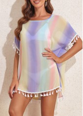 Multi Color swimwear,Ombre swimwear,Tassel Multi Color Ombre Cover Up
