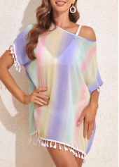 Multi Color swimwear,Ombre swimwear,Tassel Multi Color Ombre Cover Up