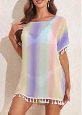 Multi Color swimwear,Ombre swimwear,Tassel Multi Color Ombre Cover Up