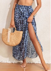 Tie Dusty Blue Leopard Cover Up