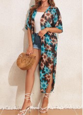 Multi Color swimwear,Floral swimwear,Split Multi Color Floral Print Cover Up