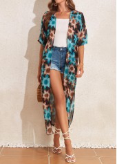 Multi Color swimwear,Floral swimwear,Split Multi Color Floral Print Cover Up