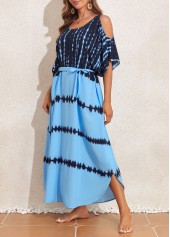 Light Blue swimwear,Tie Dye swimwear,Cut Out Light Blue Cover Up