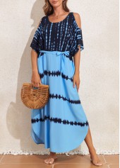 Light Blue swimwear,Tie Dye swimwear,Cut Out Light Blue Cover Up