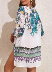 White swimwear,Animal Print swimwear,Geometric swimwear,Tie White Fish Scales Print Cover Up