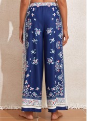 Navy swimwear,Tribal swimwear,Floral swimwear,Plants swimwear,Split Navy Tribal Print Cover Up