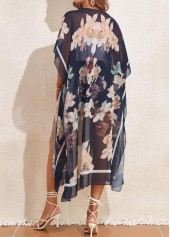 Multi Color swimwear,Floral swimwear,Split Multi Color Floral Print Cover Up