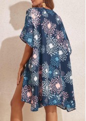 Navy swimwear,Geometric swimwear,Split Open Front Navy Cover Up