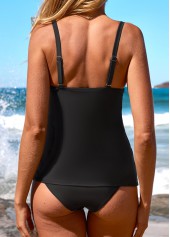 Black swimwear,Striped swimwear,ROTITA Criss Cross Black Mid Waisted Tankini Set