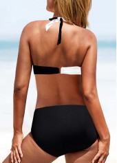 White swimwear,Black swimwear,Contrast Color swimwear,ROTITA Criss Cross Contrast White Bikini Top