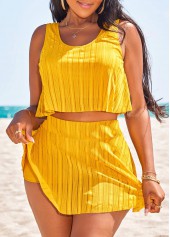 ROTITA Layered Yellow High Waisted Bikini Set