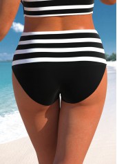Black plus size,White plus size,Striped plus size,ROTITA Plus Size Bowknot Striped Black Bikini Top